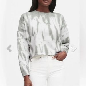 Banana Republic Grey Tie Dye Cropped Sweatshirt Small